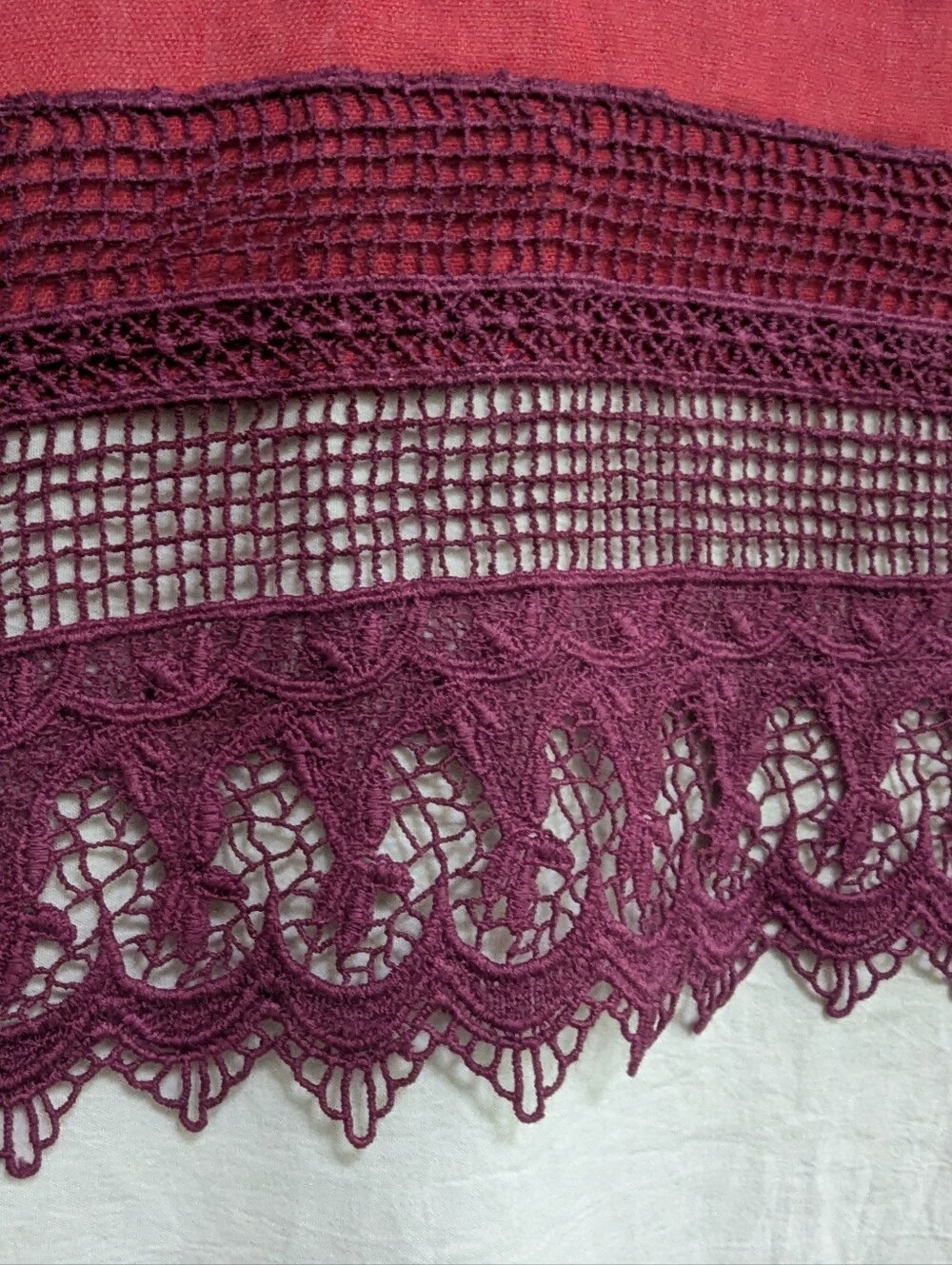 Colorful Embroidered Semi Sheer Scarf Crochet Fringe 19x76 Boho Gypsy - Picture 4 of 10